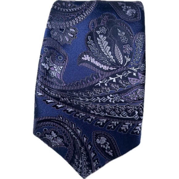 Ermenegildo Zegna Paisley 100% Silk Tie Purple Made In Italy 61” - Picture 1 of 9